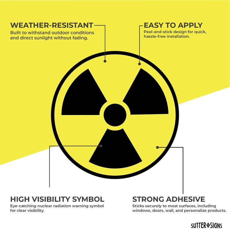Sutter Signs Nuclear Radiation Warning Symbol Stickers - Individually Die-Cut - 3-Inch Diameter (Pack of 4 Decals) - Image 5